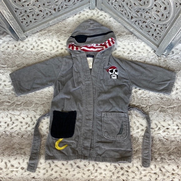 Nautica shark pirate robe boys size 6 beach pool party summer loungewear coastal - Picture 1 of 12